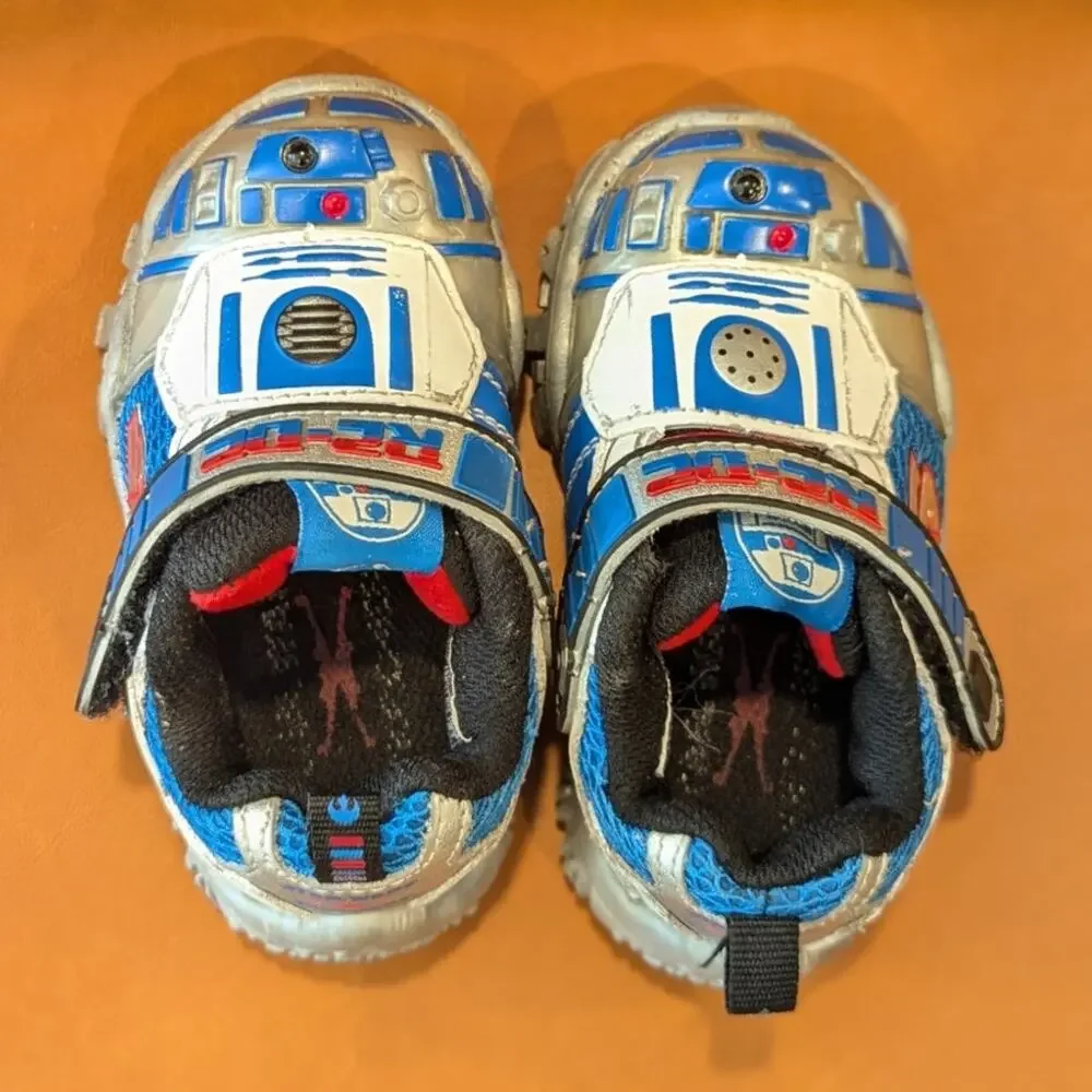 Skechers Star Wars R2-D2 Light Up Sneakers Silver Blue Size 5 Baby Infant Shoes